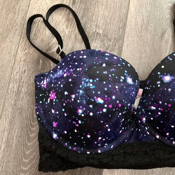NWT Victoria's Secret VS PINK 34D Galaxy Multi Way Bustier Bra with Lace - Picture 3 of 12